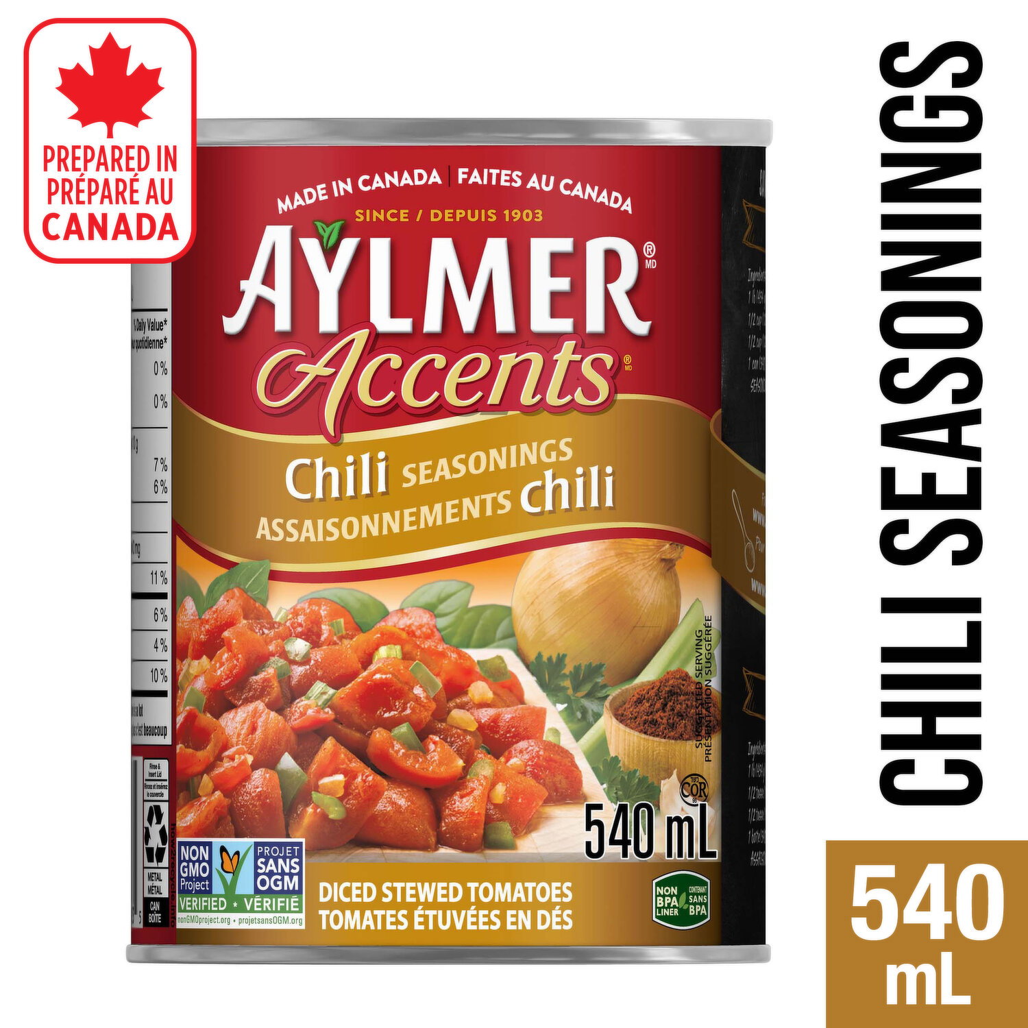 Aylmer - Accents Canned Diced Stewed Tomatoes with Chili Seasoning